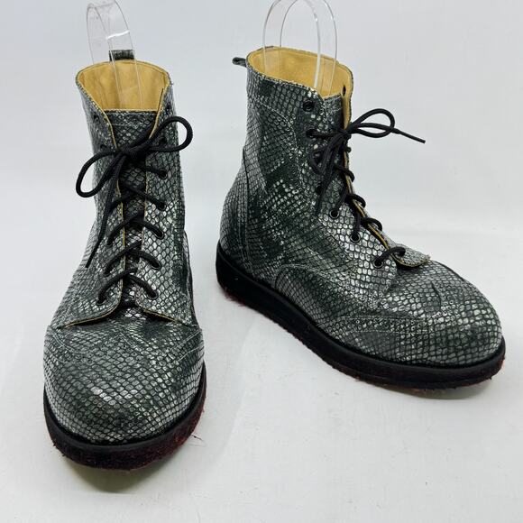 Vintage Shoes - Vintage Chunky Snakeskin Combat boots